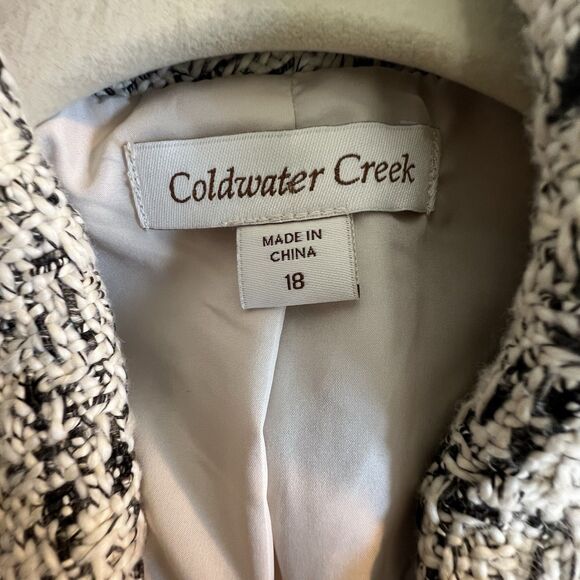 Coldwater Creek Cotton Blend Blazer Ivory Black Women’s 18 Tweed - Picture 5 of 9